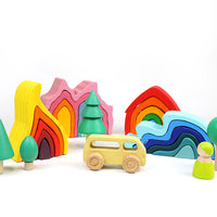 Wooden Rainbow Stacking Blocks Toy for Kids