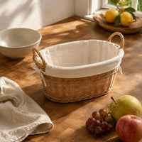 Storage Basket with Liner Ribbon Tied Woven Storage Basket Natural Fiber