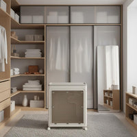 Heavy Duty Wheeled Foldable Storage Box Transparent Door Foldable Organizer Box Dustproof Large Capacity Plastic Container Tool-Effortless Assembly for Closet, Bedroom, Dorm Room
