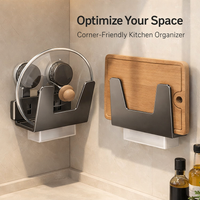 Pot Lid Rack and Wall Mount Storage for Kitchen, with Suction Cup, No-Drill Carbon Steel Organizer