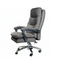 PU Leather Executive Chair Gray High Back Office Chair Upholstered for Study Room