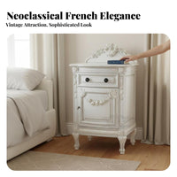 Ornate Pedestal Nightstand Antique Finish Bedroom Furniture Single Drawer