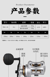 Chiren Baitcasting Reel for Heavy Fishing, Aluminum Alloy, Left/Right Hand, Anti-Backlash