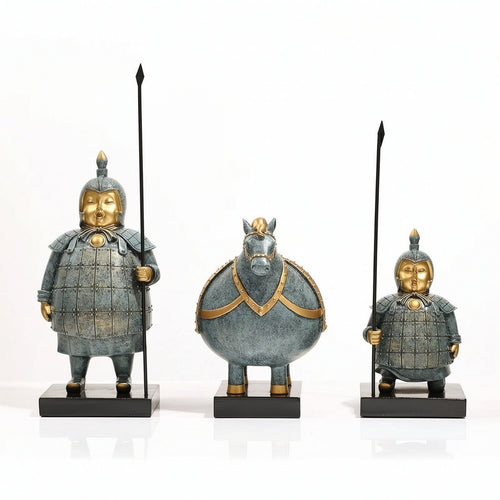 3 Pieces Terracotta Warrior Figurines Collectible Souvenir Elegant for Office