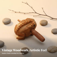 Wooden Frog Guiro Decorative Wooden Frog Rasp Natural Finish for Musicians, Kids