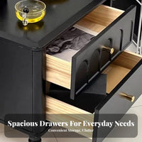 2-Drawer End Table Retro Aesthetic Nightstand Sturdy Frame for Home, Renters