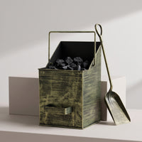 Rectangular Ash Bin with Shovel Holder Heat-Resistant Fireplace Ash Bin Easy to Carry Heavy-Duty for Wood Heater