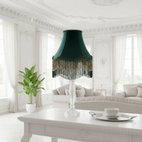Beaded Velvet Shade Vintage Style Tassel Fringe Lampshade for Hotel Room