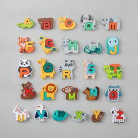 26 Pieces Educational Wooden Alphabet Matching Game Colorful Alphabet Animal Puzzle Multicolor Wooden Puzzle with Animal Blocks Smooth Edges for Classroom