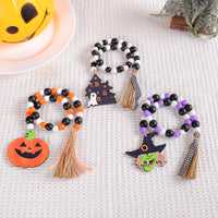 Halloween Wooden Bead Hanging Ornaments - Witch Castle Theme