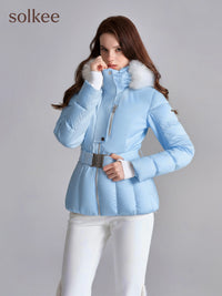 solkee花瓣羽绒滑雪外套 冬季滑雪羽绒服女防风防水保暖
