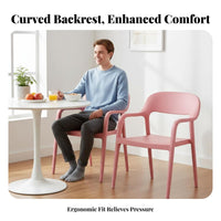 Thickened Construction Molded Stackable Chair Modern Minimalist Design Molded Shell Chair Integrated Armrests Plastic Armchair Ergonomic Backrest for Homeowners, Restaurant Owners, Event Planners, Dining Room, Kitchen, Home Office, Balcony
