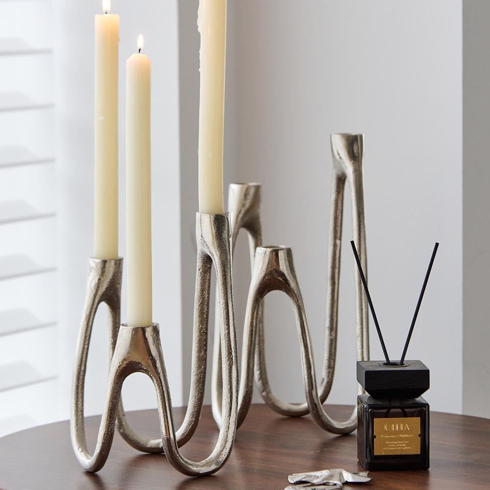 Imported Aluminum Candle Holder with Three or Five Arms
