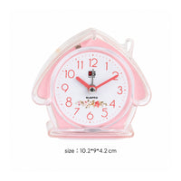 Flat Base House-Shaped Alarm Clock Floral Decoration Analog Desk Alarm Clock Compact Decor Piece Cute