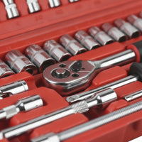 46 Pieces Easy to Carry Ratchet Socket Wrench Toolkit Versatile Socket Wrench Set with Case Complete Ratchet Set with Case Sturdy for Mechanics, Garage, Roadside Emergency
