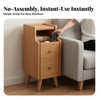 Slim Nightstand Versatile Slim 2-Drawer Cabinet No Assembly Required for Bedroom