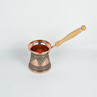 Turkish Aluminum Coffee Pot with Long Handle and Milk Frother