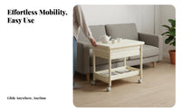 2-Tier Rolling Utility trolley With casters Side Table Space-Saving Design Easy to Clean for Adults, Bedroom, Kitchen