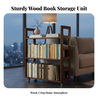 Multi-Tier Mobile Book Organizer Double-Sided Use Mobile Book Cart 360° Rotating Wheels Space-Saving Design for Playroom