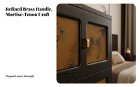 Printed 2-Drawer Nightstand Oriental Pattern for Entryway, Homeowners, Students