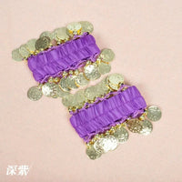 Belly Dance Bracelet Indian Dance Accessory Hand Ornament Anklet with Chiffon Coin Charm Multicolor Dance Costume Bracelet