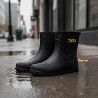 Men's Waterproof Non-Slip Mid-Calf Rain Boots for Work and Delivery
