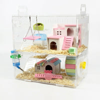 Large Hamster Cage with Built-in Tubes, Double Layer Hamster Cage in Acrylic, Spacious Habitat for Syrian and Dwarf Hamster, Transparent Viewing