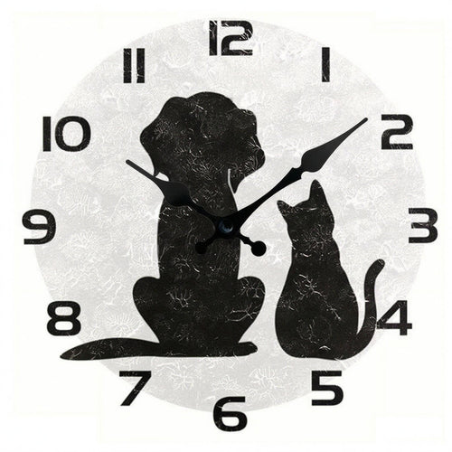 Round Wall Clock Black Hands Home Decor Easy to Read