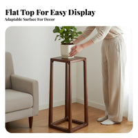 Tall Square Flower Table Sturdy Construction Plant Stand Stable Frame Elegant Design for Homeowners, Hosts, Balcony, Entryway