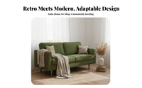 Retro Design Green Corduroy Couch Compact Size Green Corduroy Loveseat Mid-Century-Century Modern Design Sofa Sturdy Frame for Small Space Dwellers, Young Adults, Families, Apartment, Boutique, Bedroom, Reception Area