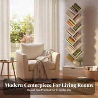 Tree-Shaped Book Rack Narrow Outline Shelving Unit Space-Saving Sturdy Construction for Apartment Dwellers, Kids, Dorm Room