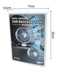 Dual-Head USB Car Fan for Rear Seats - 12V/24V, ABS