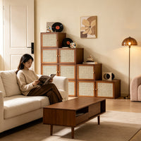 Bamboo Storage Cabinet with Vintage Style