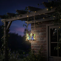 Sister Fairies on Swing Ornament Weather Resistant Hanging Fairy Swing Statue Design for Yard, Patio, Balcony