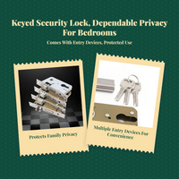 Interior Door Lock, Universal Mortise Lock Set with Key, Quiet Bearing Latch, Privacy Security