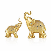 Golden Elephant Statue Sculpture Feng Shui, Sparkling Elephant Statue Set Home Decor, Resin Elephant Statue Shelf Decor