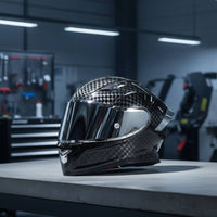 Carbon Fiber Complete Face Helmet | Aerodynamic, aerodynamically contoured, Carbon Fiber Helmet, for Street Riding