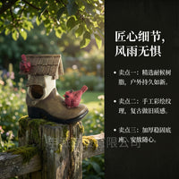 跨境新款独特靴子造型树脂户外悬挂式花园装饰鸟屋庭院创意工艺品