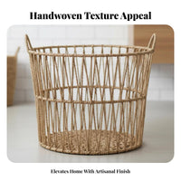 Woven container with Lid Handwoven Laundry Hamper Large Capacity for home dwellers