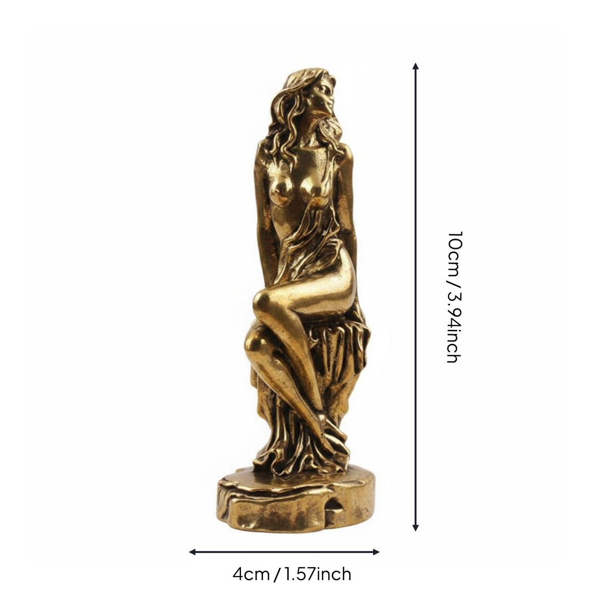 Bronze Deity Figurine Handmade Classical Female Sculpture for Office, Desktop