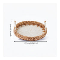 Home Decor Wicker Basket Tray with Handles Portable Woven Basket Tray with Handles Lightweight Versatile for Hosts, Tabletop, Kitchen, Picnics