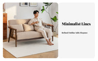 Nordic Design Aesthetic Wooden Frame Couch Small Space Friendly Sofa Minimalist Design Home Furniture Soft Upholstery for Apartment Dwellers, Lightice Managers, Young Adults, Living Room, Reception Area, Cafe, Balcony
