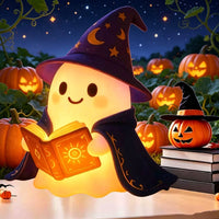 Halloween Ghost Reading Book Lamp Battery Operated Resin Figurine