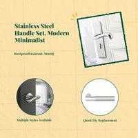 Door Handle, Universal Interior Lock, Stainless Steel, Easy Installation, Bedroom Bathroom Privacy