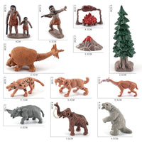 Prehistoric Animal Figures Set with Saber-Toothed Tiger and Brontotherium, Static Models