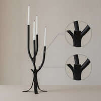 Metal Candelabra with Four Arms Black Candelabra with Iron Base Elegant Table Centerpiece Romantic for Mantel
