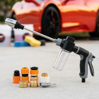 Car Cleaning and Car Wash Kit with Foam, Garden Hose Nozzle Water Sprayer for Lawn Care, 10m Spray Distance, Long Handle Hose Spray Wand