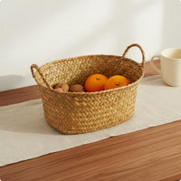Woven Storage Basket Handwoven Storage Basket with Handle Lightweight