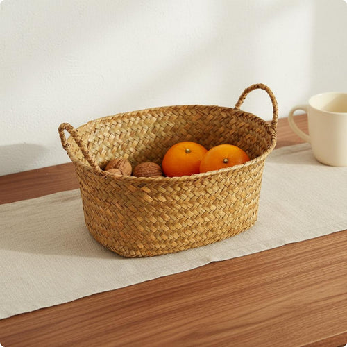 Woven Storage Basket Handwoven Storage Basket with Handle Lightweight