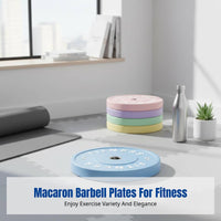 Macaron Rubber Barbell Plate, 45cm Large Hole, Fitness, Deadlift, Leg Press, Glute Thrust, Women, Multi-Color, Home Gym